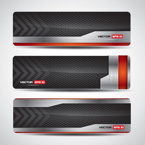 Vector colored metal banners set 02
