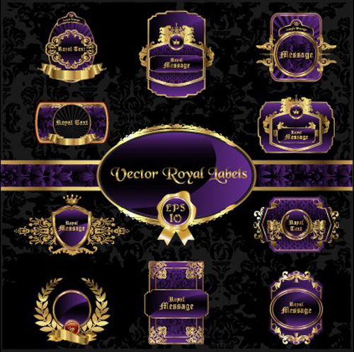 Different Vintage styled labels vector material 01