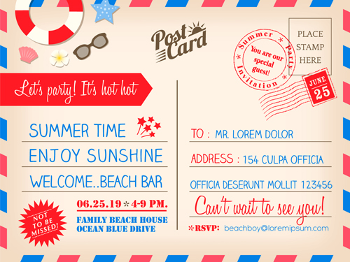 Wedding invitations postcard design graphic vector 02