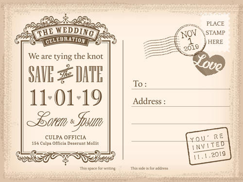 wedding postcard invitation 