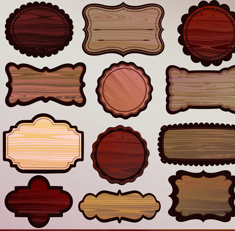 Various Wooden label design vector 03