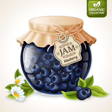 jam with jar design vector material 03
