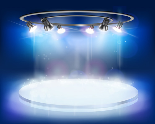 Set of Stage with spotlights elements vector 01
