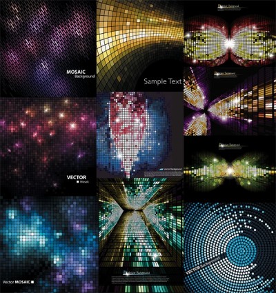 Shiny mosaics with black background vector Shiny mosaics with black background vector
