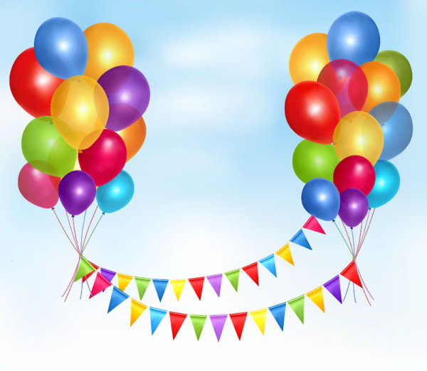 Festival elements of colorful balloon Illustration vector 09