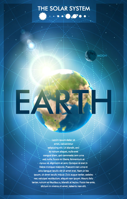 Set of nine planets in the solar system vector 03