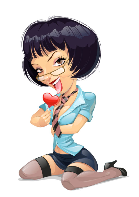 The Cartoon Girl Illustration 02 free vector