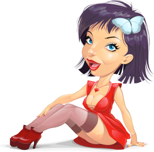 The Cartoon Girl Illustration 03 free vector