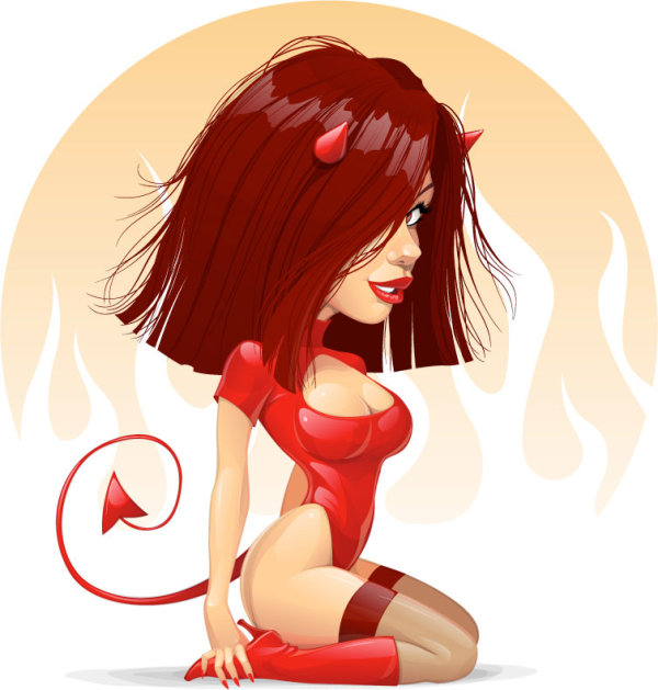 The Cartoon Girl Illustration 05 free vector