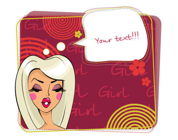 Make up girl cartoon Illustration free vector 01