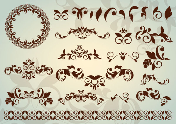 Floral Ornaments with lace vector 02