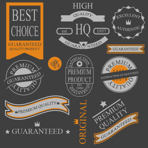 Different guaranty quality labels vector set 02