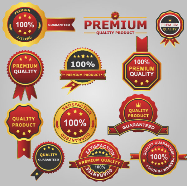 Different guaranty quality labels vector set 04
