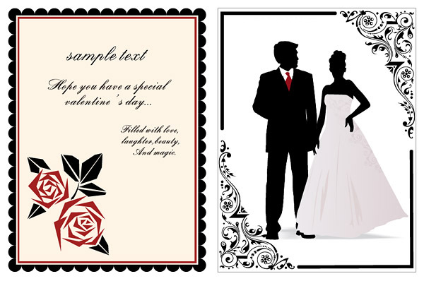 wedding rose pattern new married lace vector couples characters  