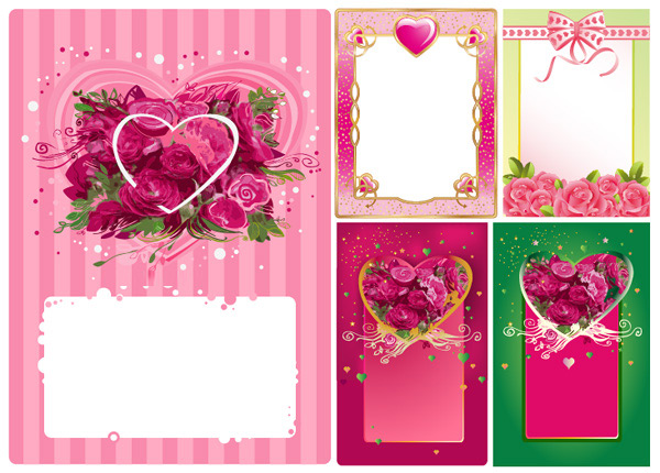 valentines day rose love lace heart-shaped vector border background 