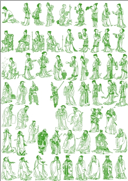 Vector figure the culture of the ancient art line drawing characters classical character 