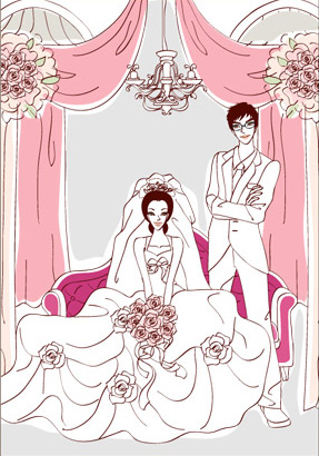 the curtain the chandelier sweet marriage vector rose married groom bouquet 