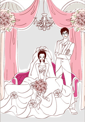 Sweet wedding set 102 vector