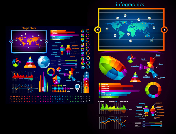 world pie line icon gorgeous elements earth data tables commercial color wheel a map of infographics 