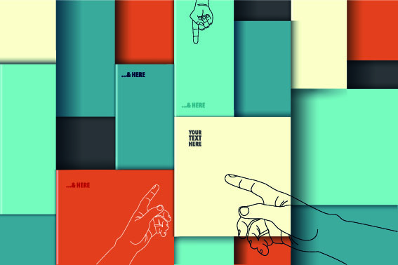 Geometric shapes and hand vector background