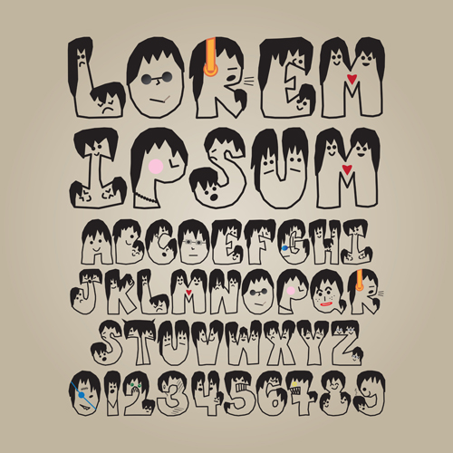 Alphabet with numbers cartoon face vector