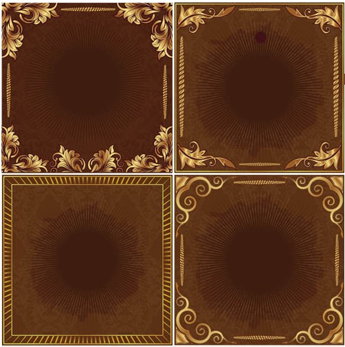 Brown ornate backgrounds vector set Brown ornate backgrounds vector set