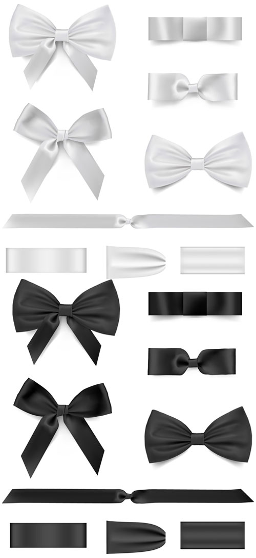 Black with white bow ribbon vector