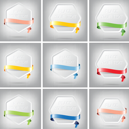 s with colorful ribbon vector set 03 Bright banners with colorful ribbon vector set 03