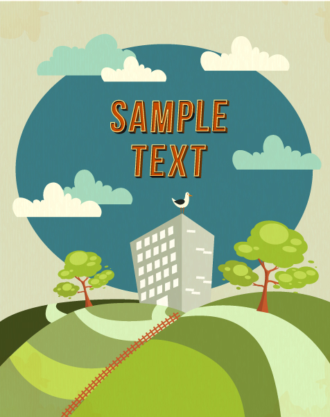 Cartoon city scenery vector 02