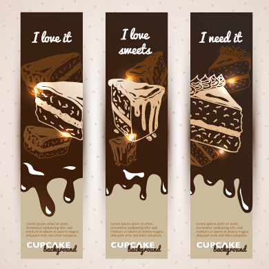 cupcake banners background vector 01 Chocolate with cupcake banners background vector 01