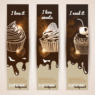cupcake banners background vector 03 Chocolate with cupcake banners background vector 03