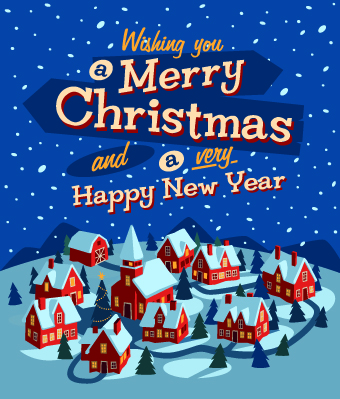 Christmas houses winter vector background 01