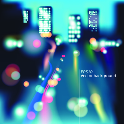 Blurred city night vector background 01