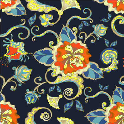 Classical flowers pattern seamless vector set 08