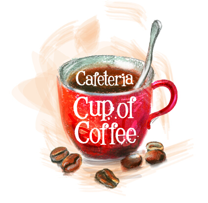 Coffee beans with cup retro vector