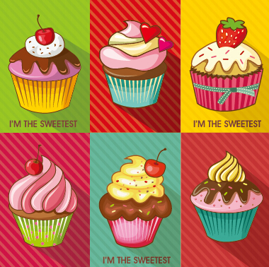 olored cupcake cute design vector 02 Colored cupcake cute design vector 02