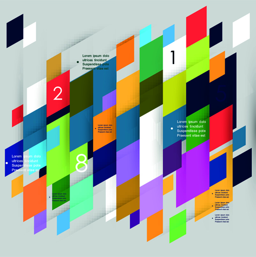 Colored mosaic business infographic vector 05