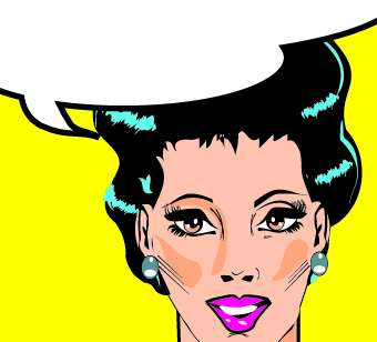 Comic people face with text cloud design vector 03