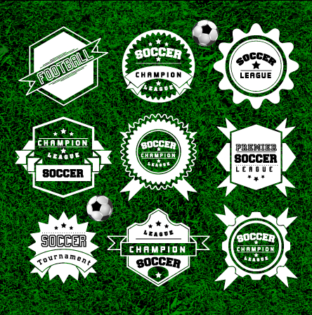 Creative football labels design vector graphics 03