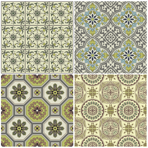 Cute floral decor pattern vector material 03