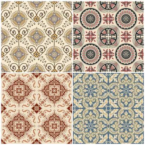 Cute floral decor pattern vector material 04