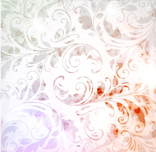 Delicate Floral pattern background element vector set 01