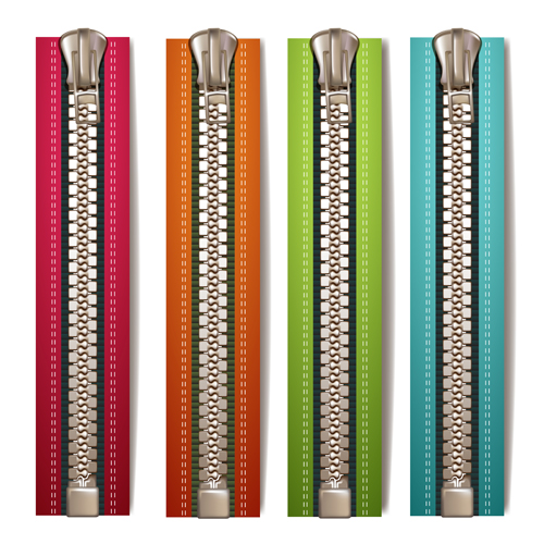Different colored zipper design vector