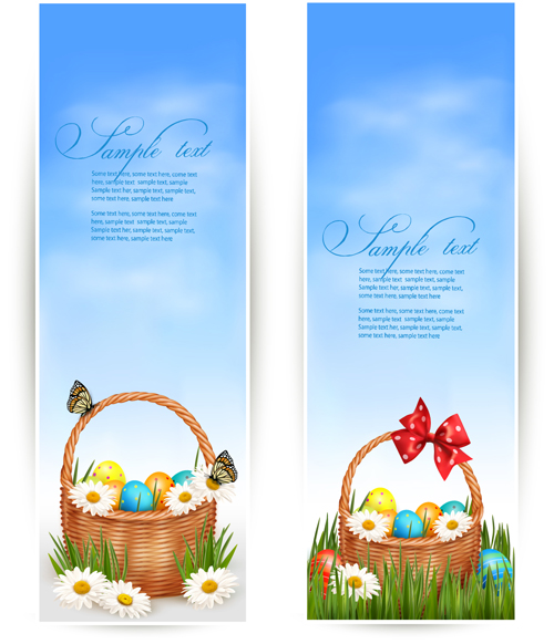 Easter Eggs and Basket vector 06