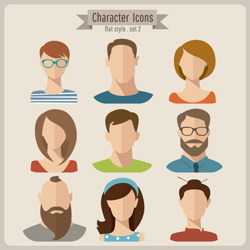 icons flat character 