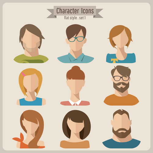 icons flat character 