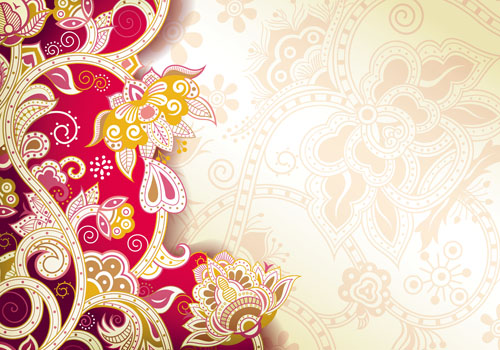 Floral Patterns retro style background 04