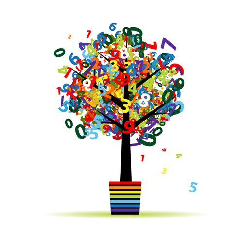 Colorful Floral Tree design vector material 02