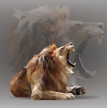 Geometric shapes wild animals creative vector set 01