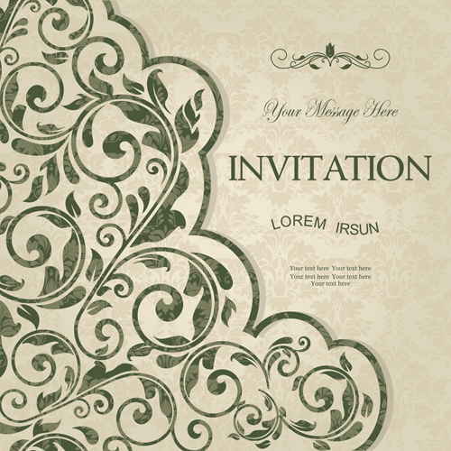 invitation cards invitation green floral cards 